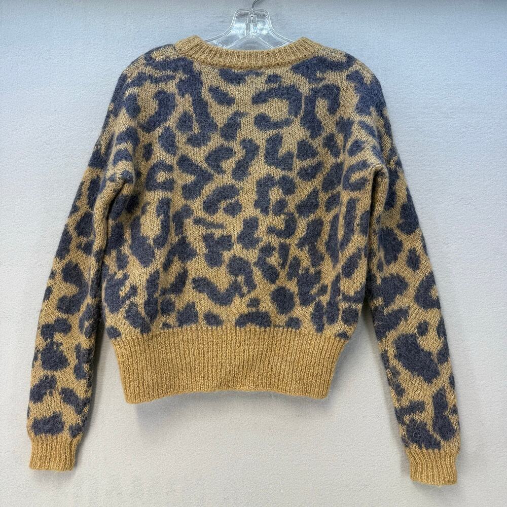 La Maille Cezane Sweater Women's XS Brown Black Cheetah Alpaca Angora Mohair - Picture 1 of 9